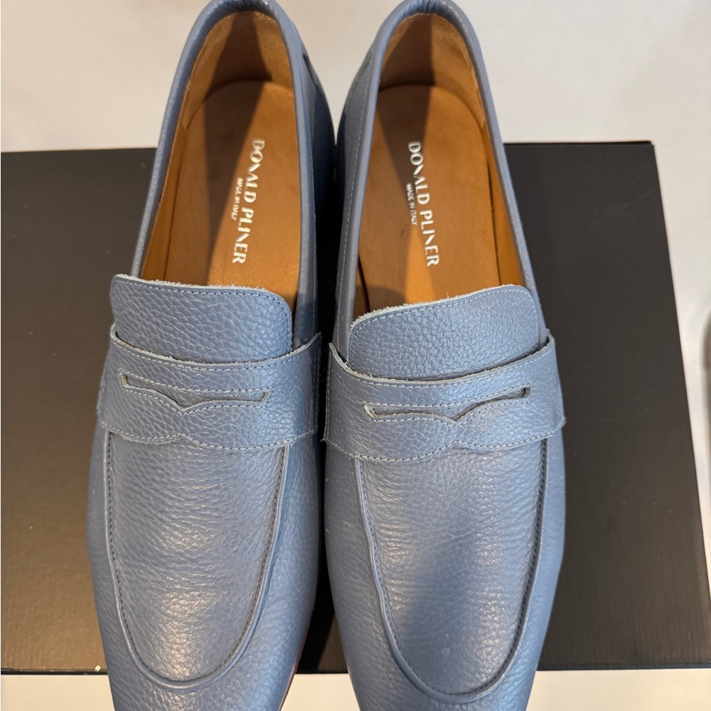 Donald J. Pliner Slate Blue Leather Loafers - Picture 12 of 16